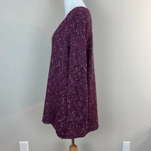 Tricots Jean Marc Tunic Sweater M Purple Open Knit Wool Mohair Blend Womens - Picture 8 of 11